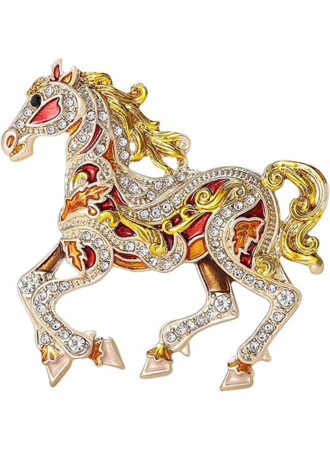 Bukela Horse Brooch, Sturdy Alloy Chinese Zodiacs Horse Brooch For Fashion Accessories Chinese Zodiac Animal Good Luck Pin Lucky Feng Shui Gifts Jewelry For Women Men - Image 1